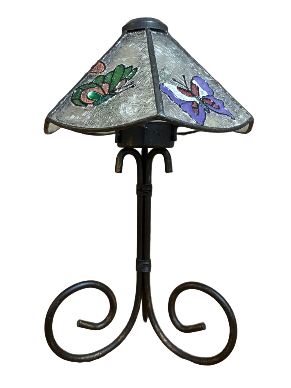 Stained Glass Butterfly Accent Lamp Candle Holder